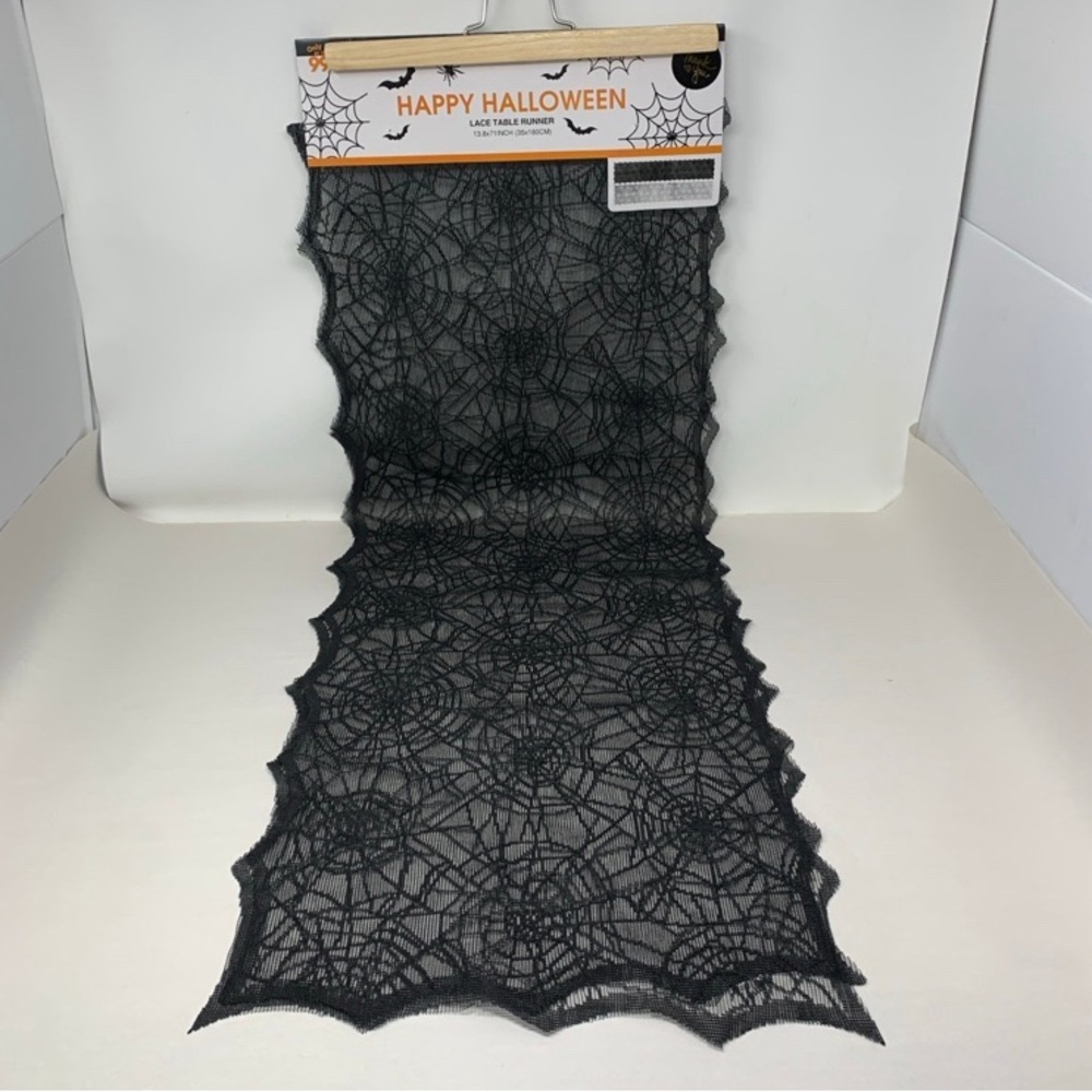 🕷️ web Halloween Black Spider Web Lace Table Runner new 🕷️ discontinued